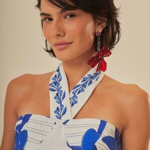 FARM Rio Blue and White Midi Dress